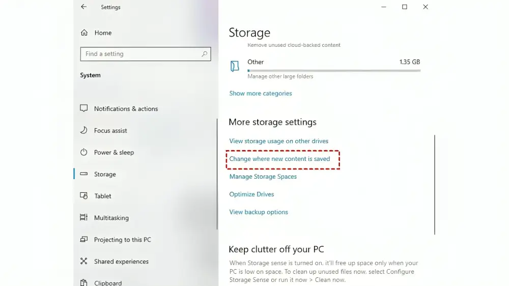 How to move files from one drive to another by Modifying the Default Location